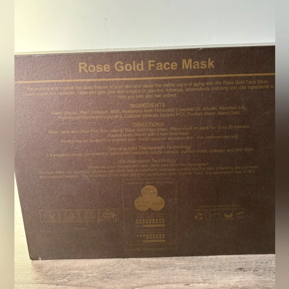 Dynamic Supreme Rose‎ Gold Face Masks  New in open box 12 Masks